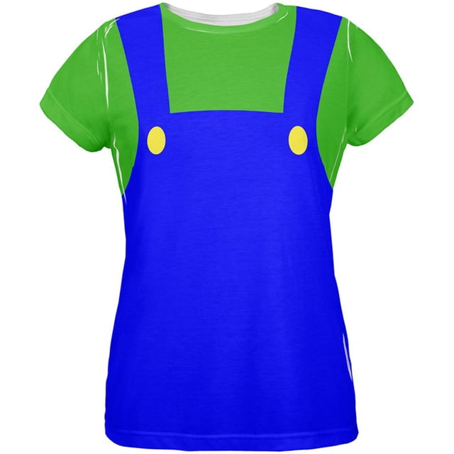 T-shirt pour Femmes à Imprimé Intégral de Costume de Plombier Italien Vert d'Halloween