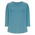 thumbnail image 4 of cfhntfmh Chemises à Rayures d'Automne pour Femmes Coupe Ample Hauts Décontractés T-Shirts à Col Rond Mode T-Shirt à Manches 3/4 Vêtements Confort, 4 of 6