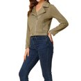 thumbnail image 4 of INSPIRE CHIC Women's Motorcycle Jacket Faux Suede Solid Color Asymmetric Zipper Jacket S Pale Khaki, 4 of 6