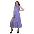 thumbnail image 3 of Moomaya Robe de Vacances pour Femmes en Rayonne, Col Licou, Sans Manches, Fente avant, Robe Imprimée, 3 of 4