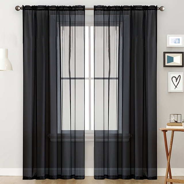 Birdeem Semi Sheer Curtains with Rod Pocket Design, Light Filtering Window Drapes for Privacy, Modern Sheer Panels 52x63 Inches, Versatile for Living Room Bedroom Balcony