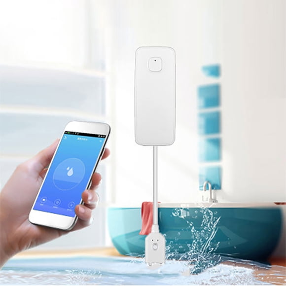 Alarme d'Eau Intelligente, Capteur d'Immersion d'Eau Wi‐Fi, Détection de Fuite d'Eau, Alarme Sonore, Surveillance à Distance par Application, Compatible avec Assistant Vocal Intelligent, Installation Facile, Sécurité à Domicile, Protection contre l'Eau