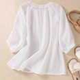 thumbnail image 4 of Birdeem Womens V-Neck Printed Loose Shirt with Three Quarter Sleeves Top, 4 of 12