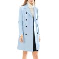 thumbnail image 1 of INSPIRE CHIC Women's Notched Lapel Collar Double Breasted Mid Length Overcoat, 1 of 6