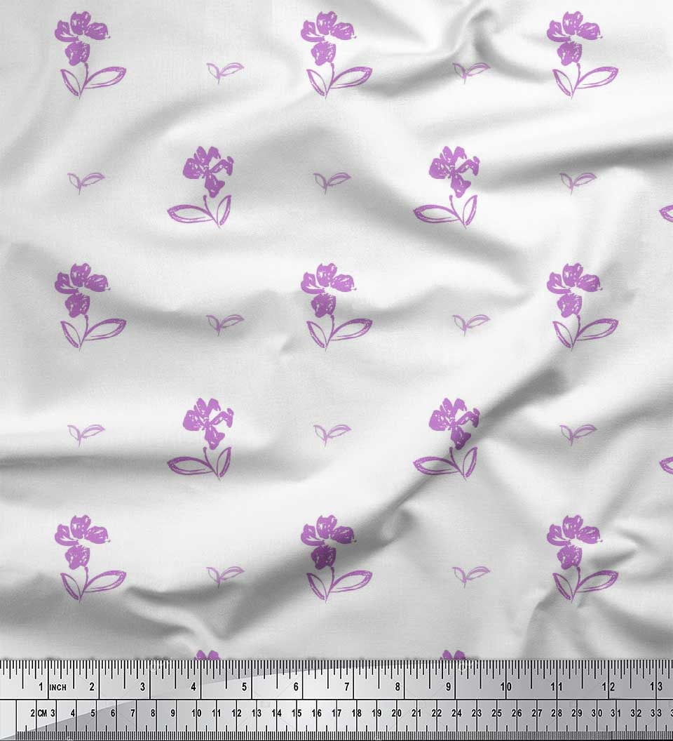 Soimoi Rayon Fabric Leaves & Floral Artistic Fabric Prints By Yard 42 Inch Wide