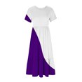 thumbnail image 4 of Besolor Robe d'Été Décontractée pour Femme à Blocs de Couleur, Manches Courtes, Col Ras du Cou, Plissée, Fluide, à Étages, Maxi avec Poches, 4 of 4