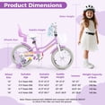 thumbnail image 3 of Costway Vélo pour Enfants 16 Pouces avec Panier, Siège pour Poupée, Rubans Colorés, Roues Stabilisatrices, Violet, 3 of 10