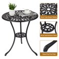 thumbnail image 4 of Yiwa 60cm Round Garden Side Table, Cast Aluminum Outdoor Coffee Table with Vintage Floral Pattern, All-Weather Small Patio Bistro Dining Table for Balcony, Poolside, and Backyard, 4 of 9