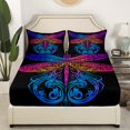 thumbnail image 3 of Erosebridal Hippie Dragonfly Bed Sheets Queen, Colorful Gradient Animal Bedding Queen Size 4pcs, 3 of 7