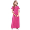 thumbnail image 4 of biudgviw Robe Maxi pour Filles à Manches Courtes, Col Ras du Cou, Couleur Unie, Robe Trapèze Décontractée, Robe d'Été Longue avec Poches, 4 of 6