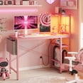 thumbnail image 2 of Bestier 44.3 inch LED Gaming Desk with Outlets & USB Ports Computer Desk with Storage Shelves in Pink, 2 of 9