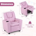 thumbnail image 3 of Costway Fauteuil Inclinable pour Enfants avec Porte-Gobelet et Poche Latérale Dossier et Repose-Pieds Réglables Rose, 3 of 10