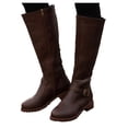 thumbnail image 1 of Bottes Hautes pour Femmes - Fermeture Éclair, Cuir Chaud, Bout Rond, Talon Confortable, Chaussures pour Femmes Modernes, 1 of 7