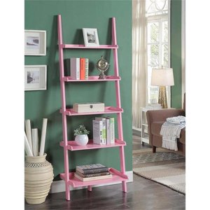 Pemberly Row Échelle de livres avec cinq niveaux en finition bois rose brillant