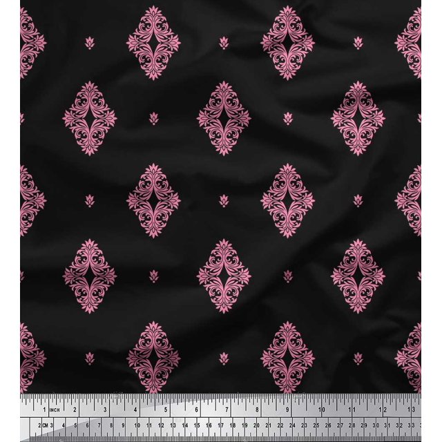 Soimoi Rayon Fabric Filigree Damask Printed Fabric 1 Yard 56 Inch Wide