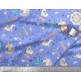 thumbnail image 3 of Soimoi Blue Poly Georgette Fabric Unicorn & Rainbow Nature Print Fabric by the Yard 52 Inch Wide, 3 of 5
