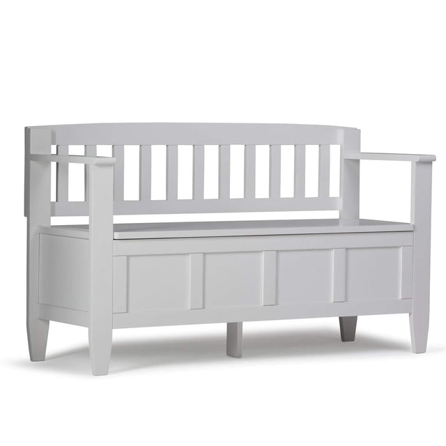 SIMPLIHOME Brooklyn Banc de Rangement d'Entrée de 48 Pouces de Large avec Charnière de Sécurité, Multifonctionnel Contemporain en Blanc