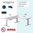thumbnail image 2 of Progressive Desk L Shaped Standing Desk 78"x60", Corner Standing Desk Adjustable Height Electric Desk, 3 Stages - Rustic Hickory, Grey Frame, 2 of 2