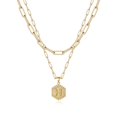 thumbnail image 1 of Colliers à Initiale Superposés pour Femmes, Collier Chaîne Trombone Simple Mignon Pendentif Lettre Hexagone Collier Ras-du-Cou à Initiale Colliers Superposés Dorés pour Femmes, HGold, 1 of 5