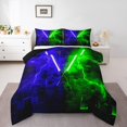 thumbnail image 2 of Erosebridal Ensembles de Literie Gaming Lightsaber Grand Lit avec Couette, Insert de Couette Néon Lightning, Décor Mode Moderne, Réversible, 2 of 8