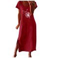 thumbnail image 1 of Pompotops Womens Beach Pullover Boho Sundress Short Sleeve Loose Long Dress, 1 of 5