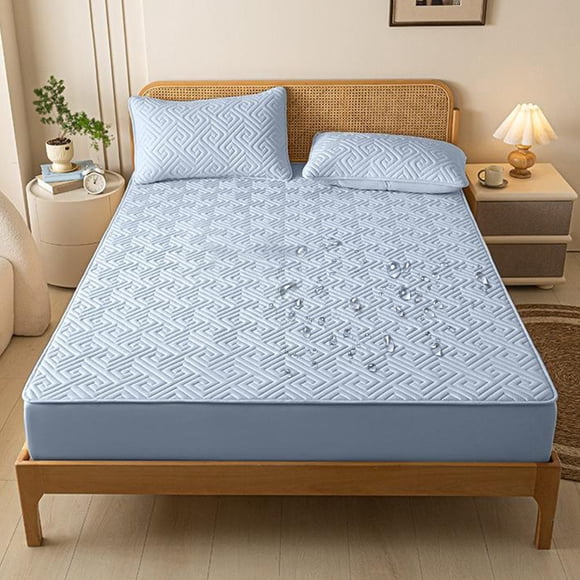 Uscallm Waterproof Mattress Protector 35.4x78.7 Inches Bed Sheet Nonslip Fixed Cover All-Season Breathable Mattress Protection for Sleeping Naked
