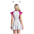 thumbnail image 2 of LiiYii Ensemble de Costume d'Alien de l'Espace pour Femmes, Robe Mini Évasée Trapèze à Manches Cap, avec Cheveux, Rose Vif, 4TG, 2 of 8