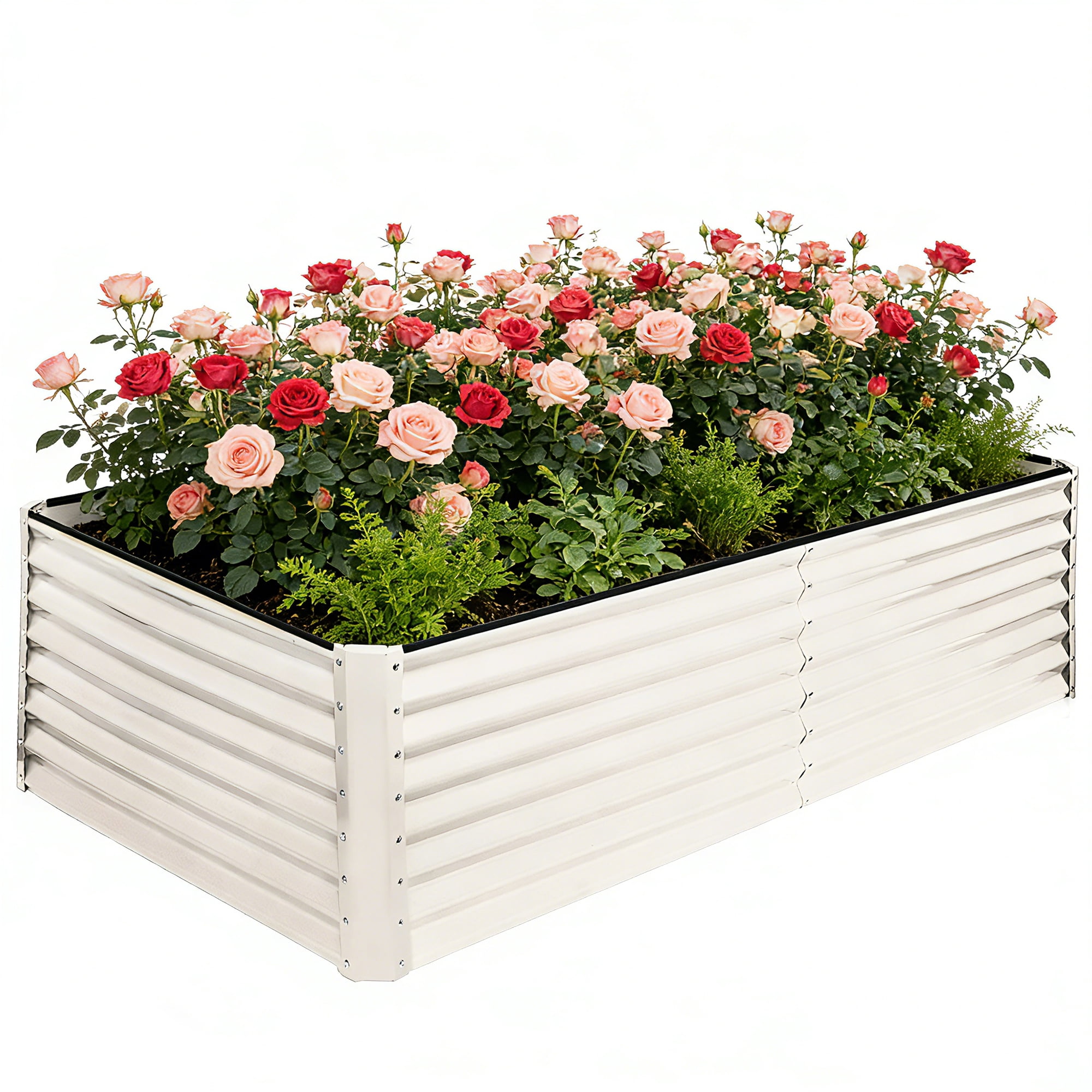 Noble House Raised Garden Bed, Galvanized Planter Box Stand Outdoor,Herbs
