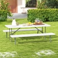 thumbnail image 2 of Gymax Folding Picnic Table w/ 2 Benches 6 FT Camping Table Set w/ All-Weather HDPE Tabletop White, 2 of 10
