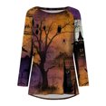 thumbnail image 4 of Costumes d'Halloween pour Femmes 2023 en Liquidation T-Shirt à Col Rond Oversize pour Femmes T T-Shirts à Imprimé d'Halloween T-Shirt à Manches Courtes Blouse Hauts, 4 of 5