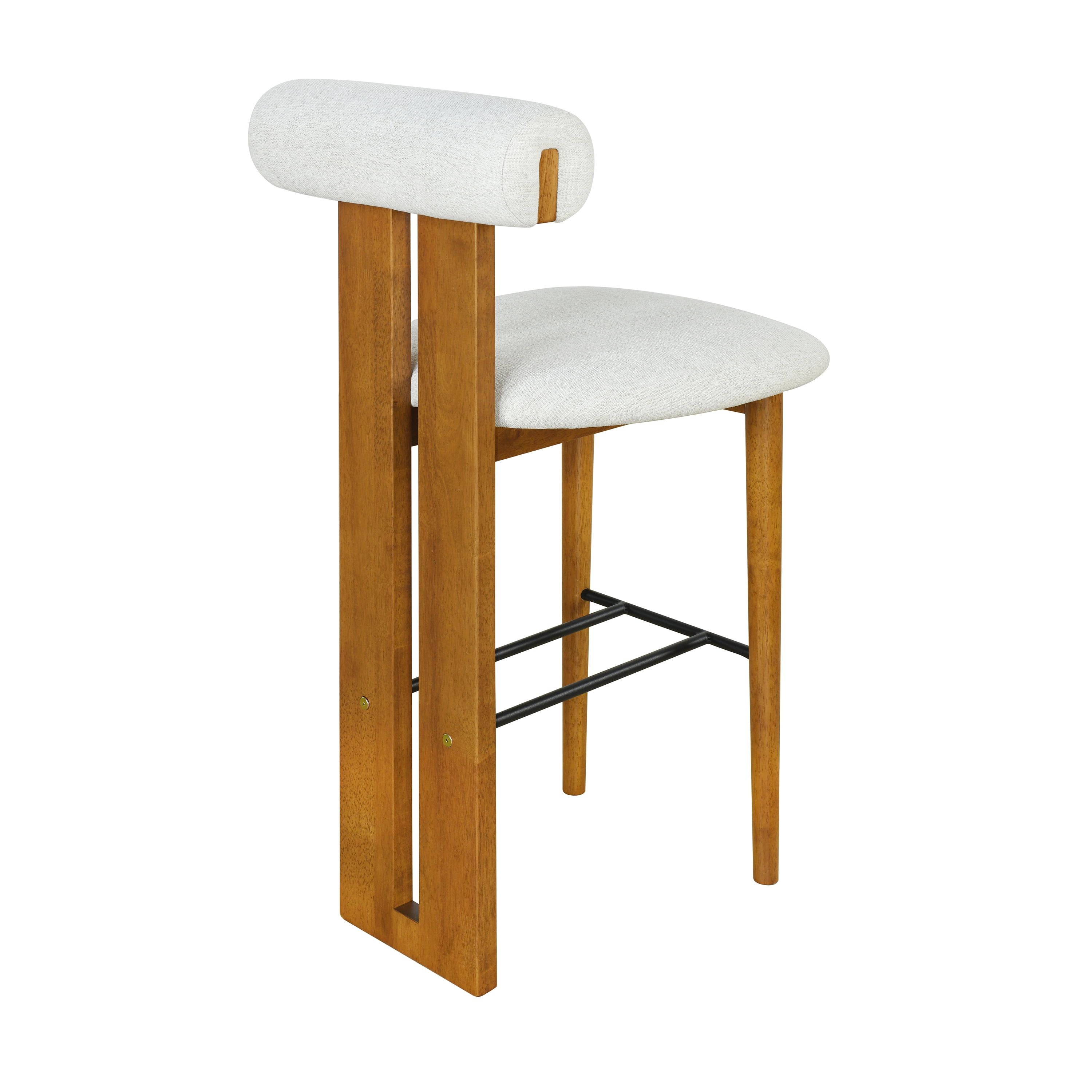 Ensemble de 4 tabourets de bar modernes Renée de Noble House, siège rembourré ivoire, noyer et ivoire