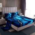 thumbnail image 1 of Marble Sheets Blue Stone Pattern Bed Sheets Set Full Size Watercolour Artwork Marbling Sheet Set Abstract Art Fluid Bedding Set For Kids Teens, 1 of 7