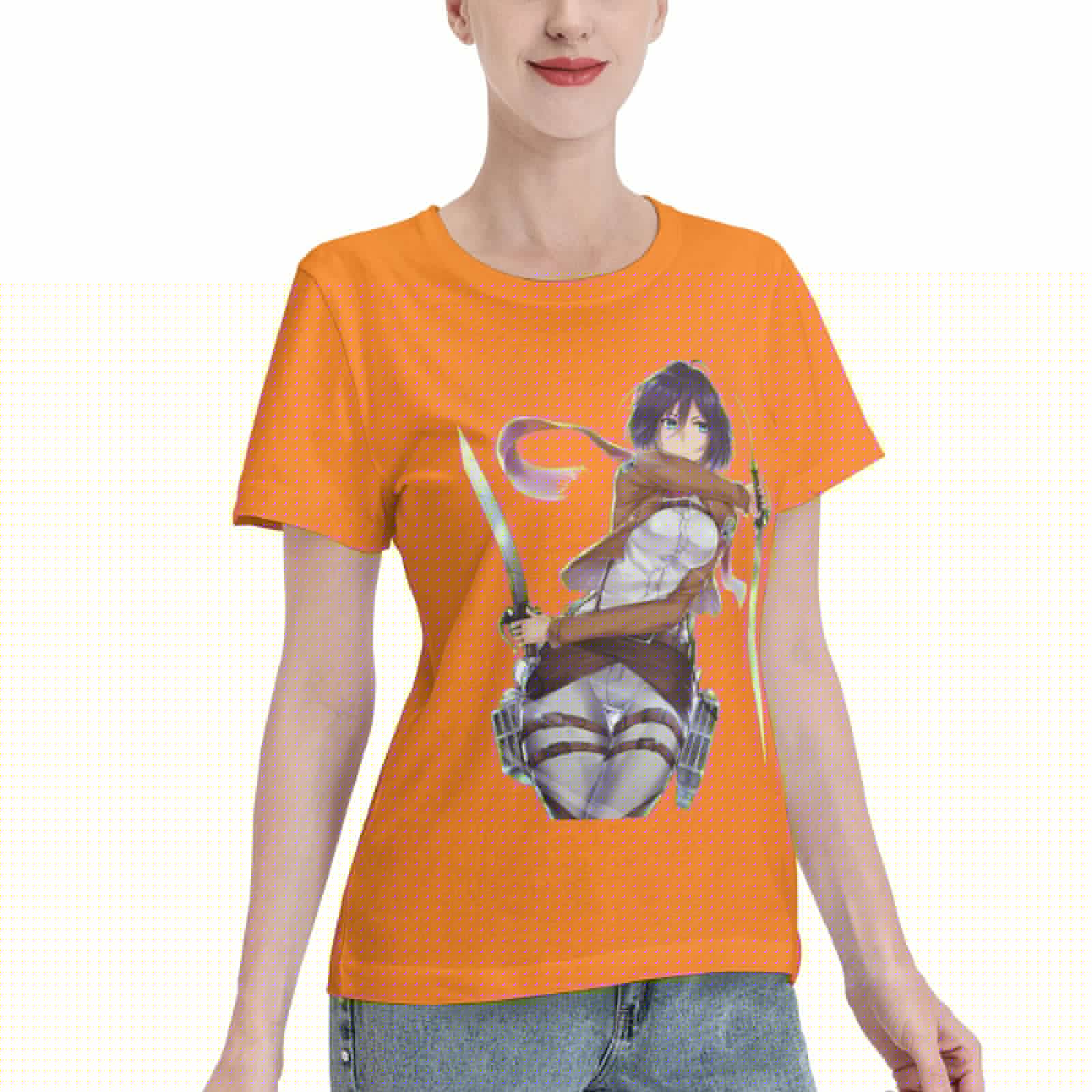 thumbnail image 2 of Women's Basic Short Sleeve T-Shirt Attacking Giant Mikasa Ackerman, 2 of 6