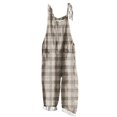 thumbnail image 1 of Lenpel Women's Jumpsuits Plus Size Sleeveless Spaghetti Strap Striped Plaid Straight Leg Rompers Causal Loose Overalls with Pockets, 1 of 5