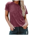 thumbnail image 1 of FAIWAD T-Shirts à Manches Courtes pour Femmes Été Col Rond Manches Courtes Grande Taille T-Shirts Décontractés Plage Vacances Basiques, 1 of 6
