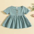 thumbnail image 2 of Baby Girls Summer Dresses  Short Sleeve  Neck Button Down Dresses, 2 of 9