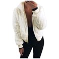 thumbnail image 1 of WEIYLL Fleece Jacket Women Long Sleeve Pocket Pure Color Bunny Beige Fall Tops Size 3XL, 1 of 6