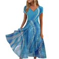 thumbnail image 1 of QJUHUNG Formel pour Femmes Soirée Robe Midi Été Col en V Manches Courtes T-Shirt Soirée Invitée de Mariage Style Asymétrique B-8 Cocktail Gris_i L, 1 of 5