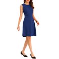 thumbnail image 4 of INSPIRE CHIC Robe Midi Évasée Sans Manches de Travail pour Femme Couleur Unie TP Bleu Royal, 4 of 6