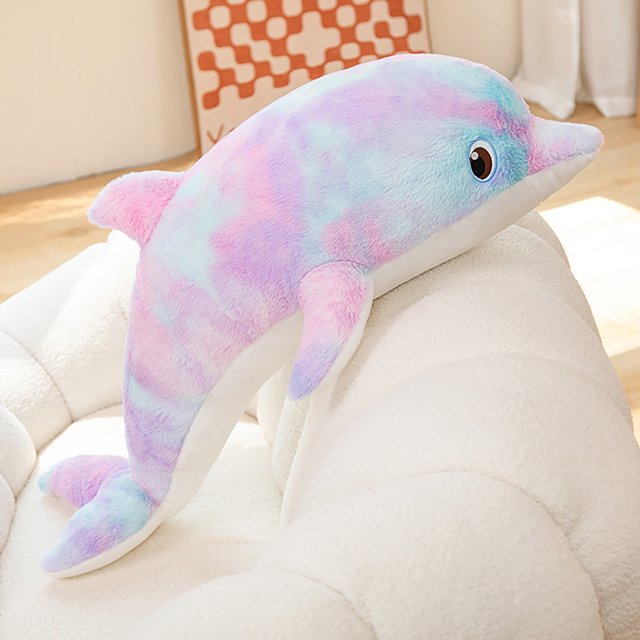 Drppepioner Jouet en Peluche Mignon Coloré Poupée Dolphin Poupée Dolphin Colorée Oreiller de Sommeil