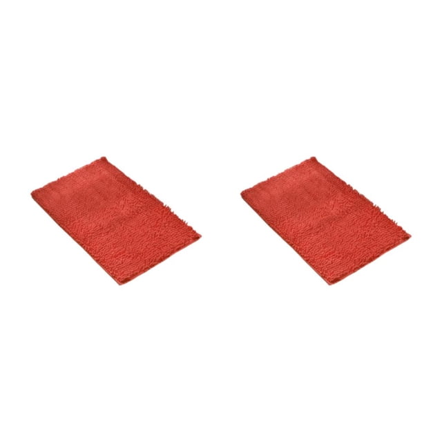 mmirethe Tapis en Polyester Chenille Doux - Absorption Rapide et Forte Sans Perte Texture Douce Absorbant Orange Rouge 40cm*60cm 2Ensemble