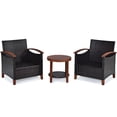 thumbnail image 4 of Patiojoy Ensemble Bistro en Rotin pour Patio 3 Pcs Cadre en Bois d'Acacia Sofa et Table d'Appoint Rouge, 4 of 6