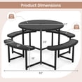 thumbnail image 3 of Costway Round Picnic Table Bench Set with 4 Benches Umbrella Hole All Weather Tabletop Black, 3 of 10