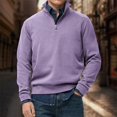 thumbnail image 2 of Migroa Essential Men's Quarter-Zip Sweatshirt -Solid Color Stand-Up Collar Design, Multiple Color Options, Premium Casual Wear Under $20, Purple 5Xl, 2 of 4