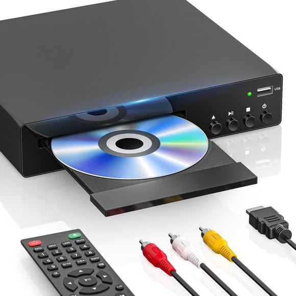 Lecteurs DVD 1080P pour Télé Intelligente, Lecteur DVD Portable avec Entrée USB et Sortie HDMI/RCA, Lecteur DVD HD avec Télécommande, Prise en Charge PAL/NTSC