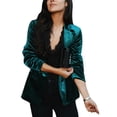 thumbnail image 3 of LUXUR Blazer Femme Couleur Unie Cardigan Décontracté Veste Verte TG, 3 of 3
