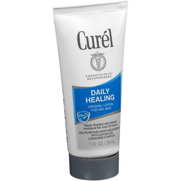 Curél Daily Healing Dry Skin Lotion, Hand and Body Moisturizer, 1 Ounce Travel Size, 30-pack, with Advanced Ceramide Complex, helps to Repair Moisture Barrier