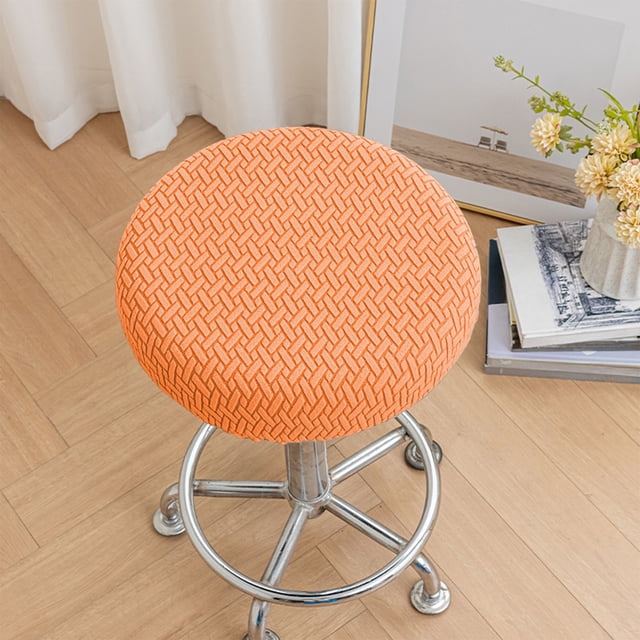 Housses de Tabouret 14 Pouces Housse de Tabouret de Bar Housse de Chaise de Bar Housses de Siège de Tabouret Rond Housses de Tabouret Housses de Tabouret Housses de Tabouret de Bar Rondes, Orange (1 Pcs)
