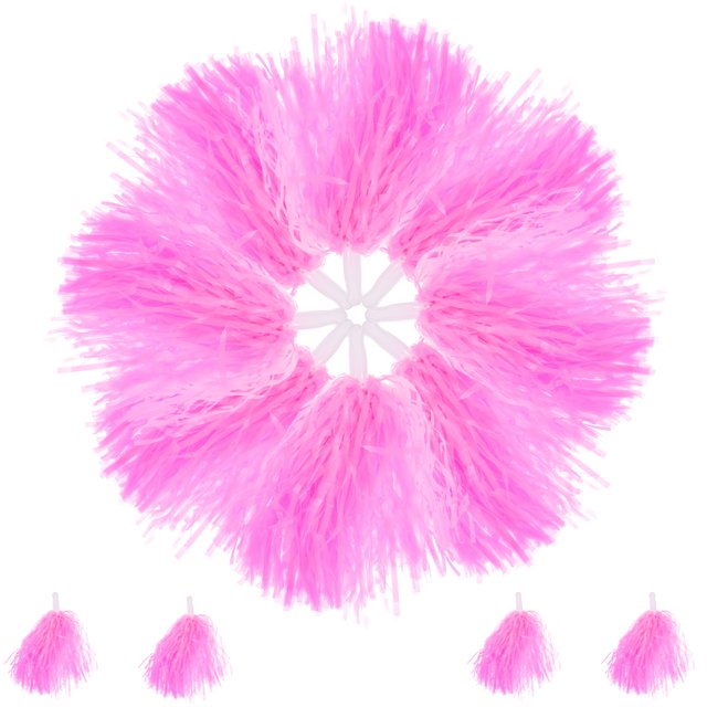 12pcs Cheering Squad Pompoms Handled Cheering Poms Sports Games Dance Plastic Pompoms