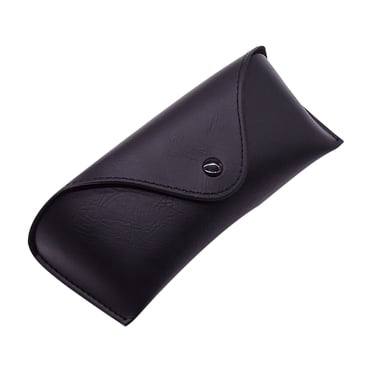 ZTTD 1 Pcs Portable Leather Glasses Case,Flexible Sunglasses Pouch Slim Case with Snap Button Closure for Women Men Horizontal Eyeglass Case, Black